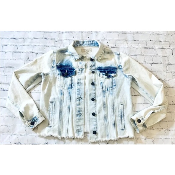 Chelsea & Violet Women's Size XS Acid Wash Jean Denim Jacket 80's Style … - Picture 1 of 9